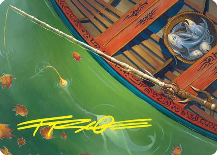 Image of Fishing Pole Art Card (18/54) (Gold-Stamped Signature) (ASFDN-018) - Art Series: Foundations