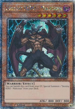 Image of Destiny HERO - Malicious (Quarter Century Secret Rare) (RA03-EN001) - Quarter Century Bonanza 1st Edition