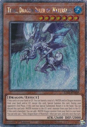 Image of Tidal, Dragon Ruler of Waterfalls (Platinum Secret Rare) (RA03-EN009) - Quarter Century Bonanza 1st Edition
