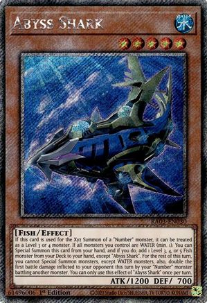 Image of Abyss Shark (Platinum Secret Rare) (RA03-EN030) - Quarter Century Bonanza 1st Edition