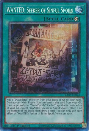 Image of WANTED: Seeker of Sinful Spoils (PCR) (RA03-EN074) - Quarter Century Bonanza 1st Edition