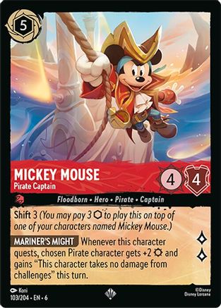 Image of Mickey Mouse - Pirate Captain (103/204) - Azurite Sea Cold Foil