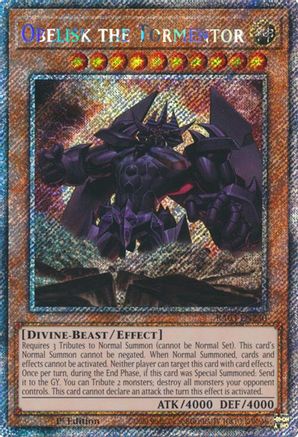 Image of Obelisk the Tormentor (Platinum Secret Rare) (RA03-EN230) - Quarter Century Bonanza 1st Edition