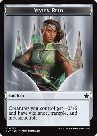 Image of Emblem - Vivien Reid // Elf Warrior Double-Sided Token (FDN-25 // 19) - Foundations Foil