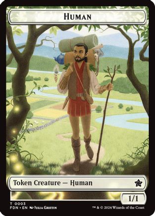 Image of Human // Knight Double-Sided Token (FDN-3 // 4) - Foundations Foil
