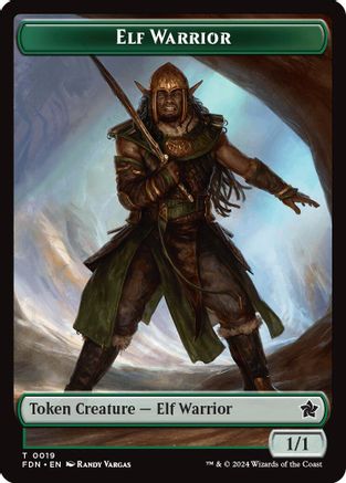 Image of Elf Warrior // Cat (001) Doubled-Sided Token (FDN-19 // 1) - Foundations