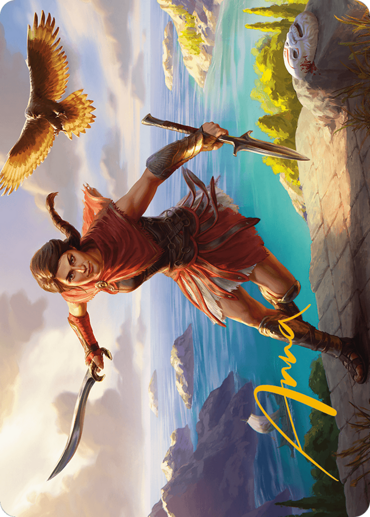 Image of Kassandra, Eagle Bearer Art Card (Gold-Stamped Signature) (ASACR-006) - Assassin's Creed Art Series (Borderless)