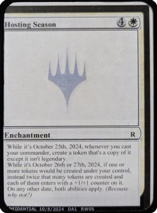 Image of Hosting Season (-) - Un-Known Event Playtest Cards