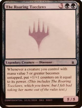 Image of The Roaring Toeclaws (-) - Un-Known Event Playtest Cards