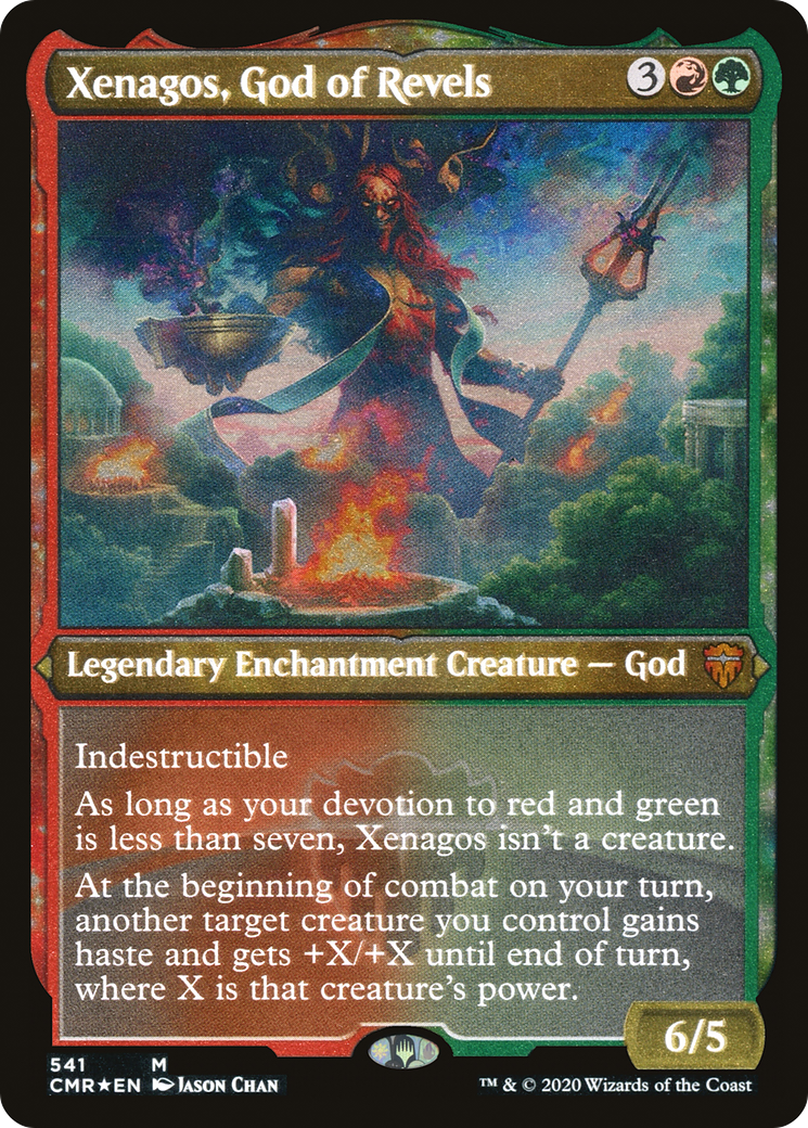 Image of Xenagos, God of Revels (Foil Etched) (CMR-541) - Commander Legends: (enchantment) Etched Foil