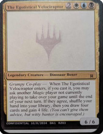 Image of The Egotistical Velociraptor (-) - Un-Known Event Playtest Cards