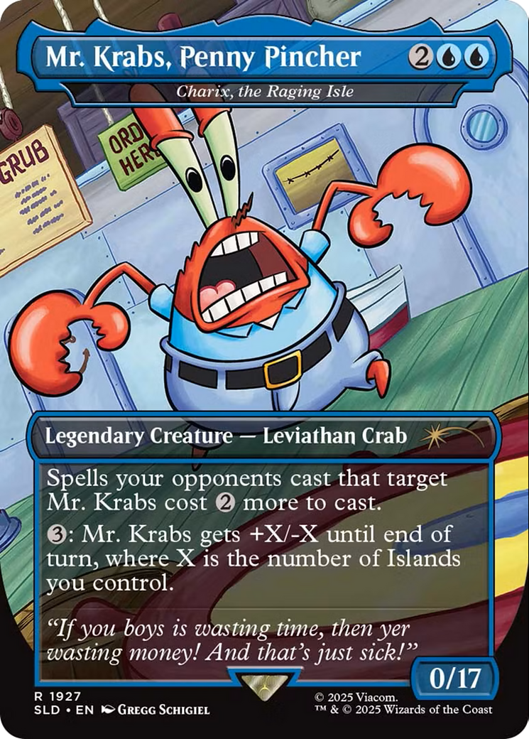 Image of Charix, the Raging Isle (SLD-1927) - Secret Lair Drop / Mr. Krabs, Penny Pincher (Borderless) Foil