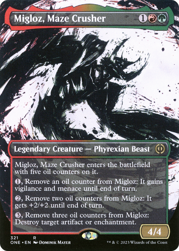Image of Migloz, Maze Crusher (Showcase) (ONE-321) - Phyrexia: All Will Be One: (Showcase) (Borderless) Foil