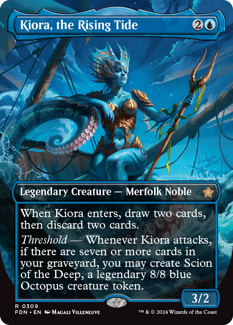 Image of Kiora, the Rising Tide (Borderless) (FDN-309) - Foundations (Borderless) Foil