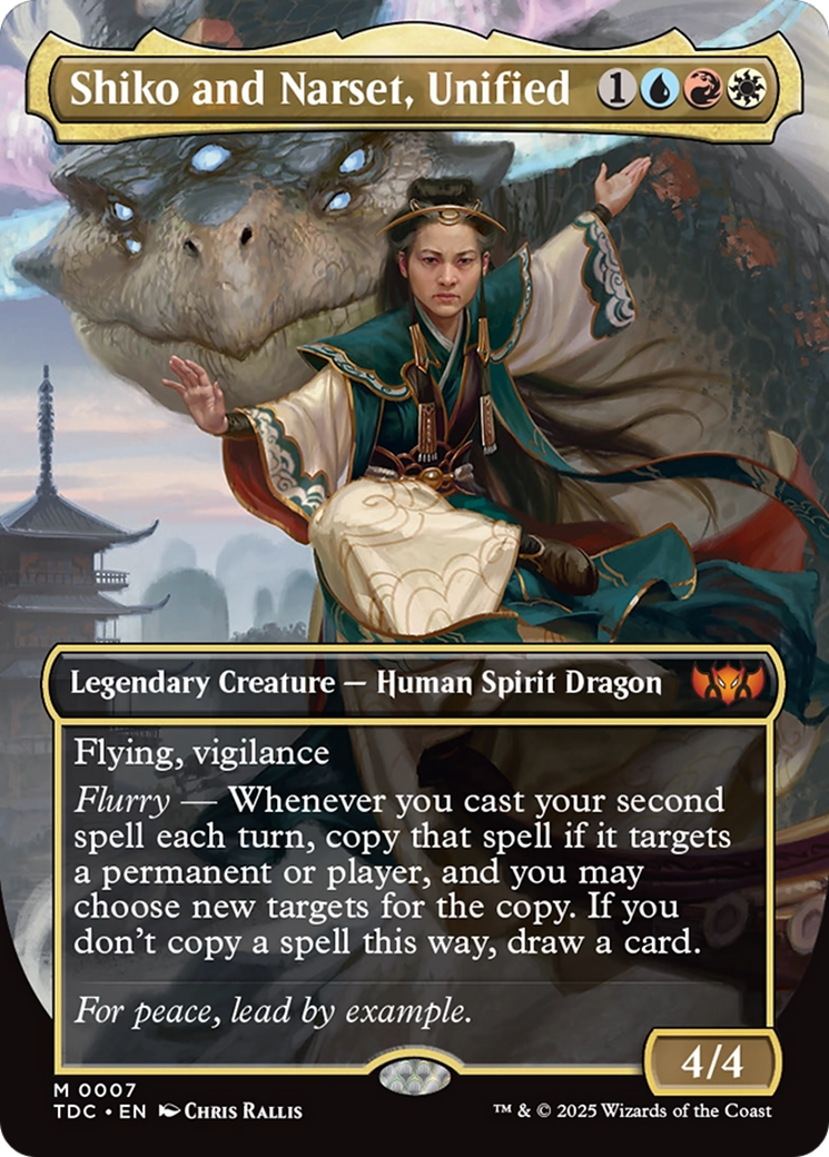 Image of Shiko and Narset, Unified (Borderless) (TDC-007) - Commander: Tarkir: Dragonstorm (Borderless)
