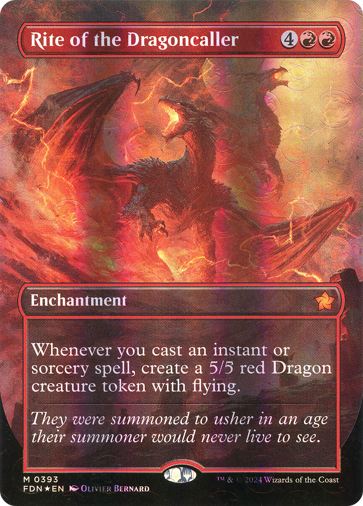 Image of Rite of the Dragoncaller (Borderless) (Mana Foil) (FDN-393) - Foundations: (enchantment) (Borderless) Foil