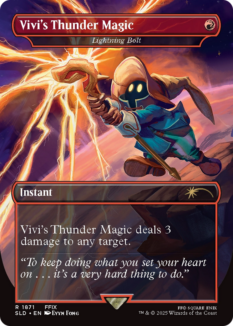 Image of Vivi's Thunder Magic - Lightning Bolt (SLD-1871) - Secret Lair Drop / Vivi's Thunder Magic (Borderless)