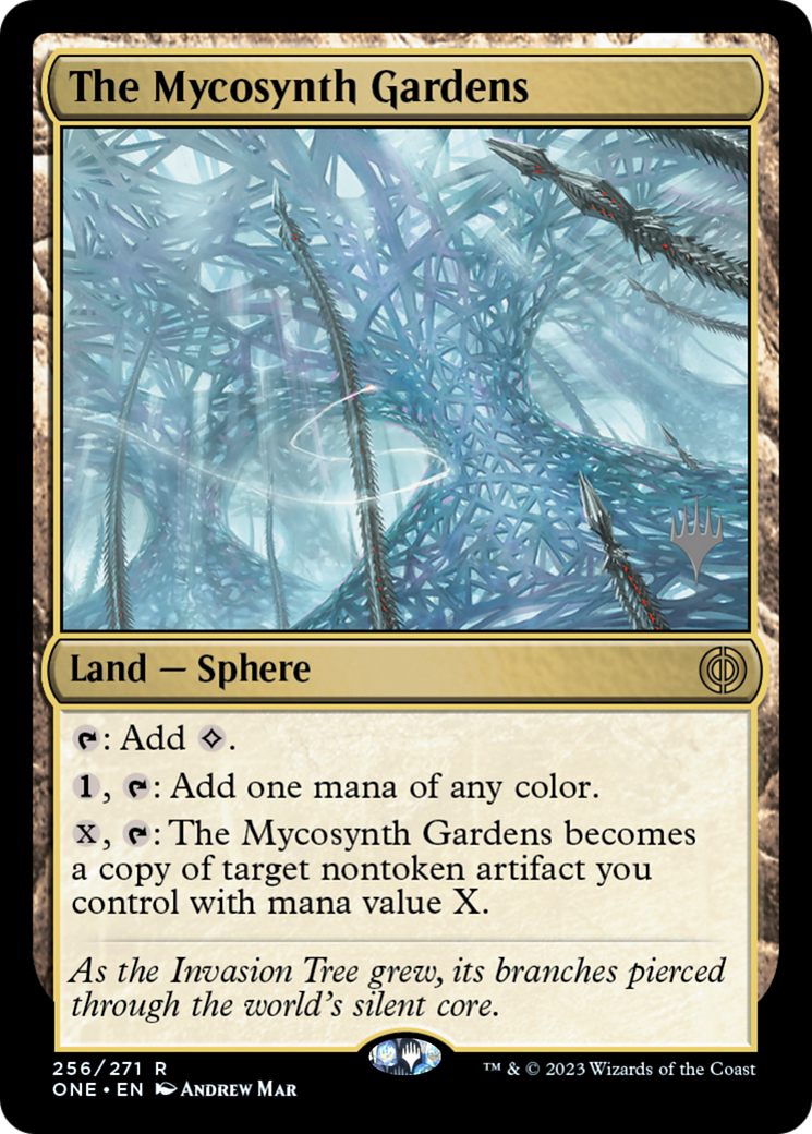 Image of The Mycosynth Gardens (PPONE-256) - Phyrexia: All Will Be One Promos Foil