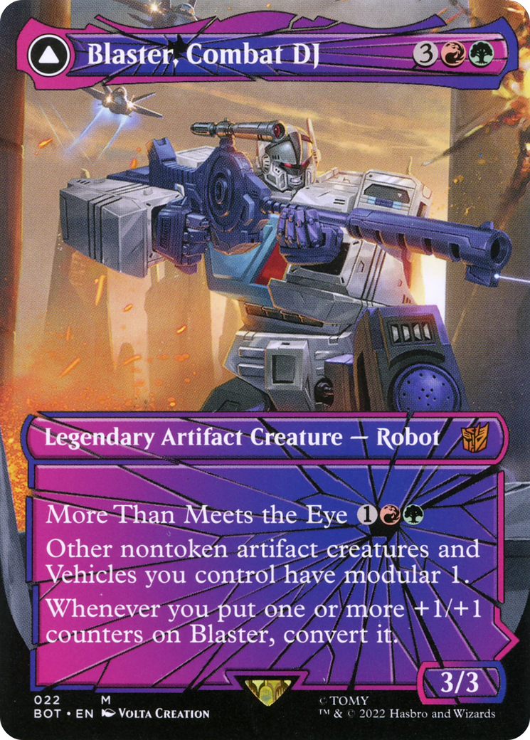 Image of Blaster, Combat DJ (Shattered Glass) (BOT-022) - Transformers: (convertdfc, shatteredglass) (Borderless) Foil