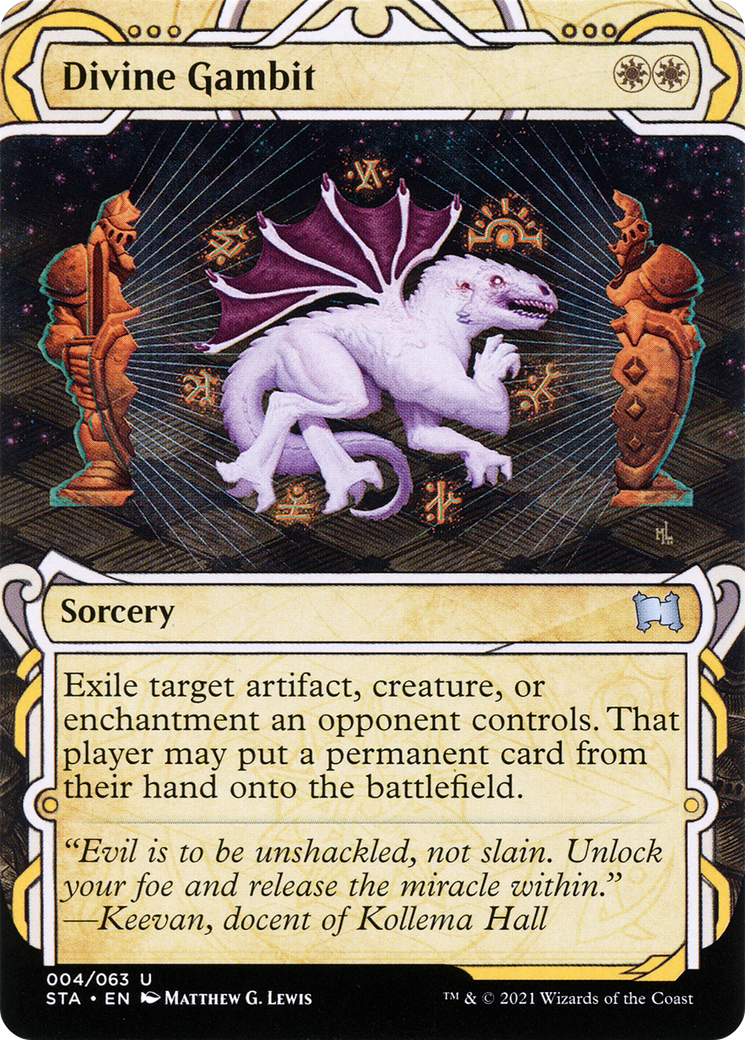Image of Divine Gambit (STA-004) - Strixhaven Mystical Archive: (Showcase) (Borderless) Foil