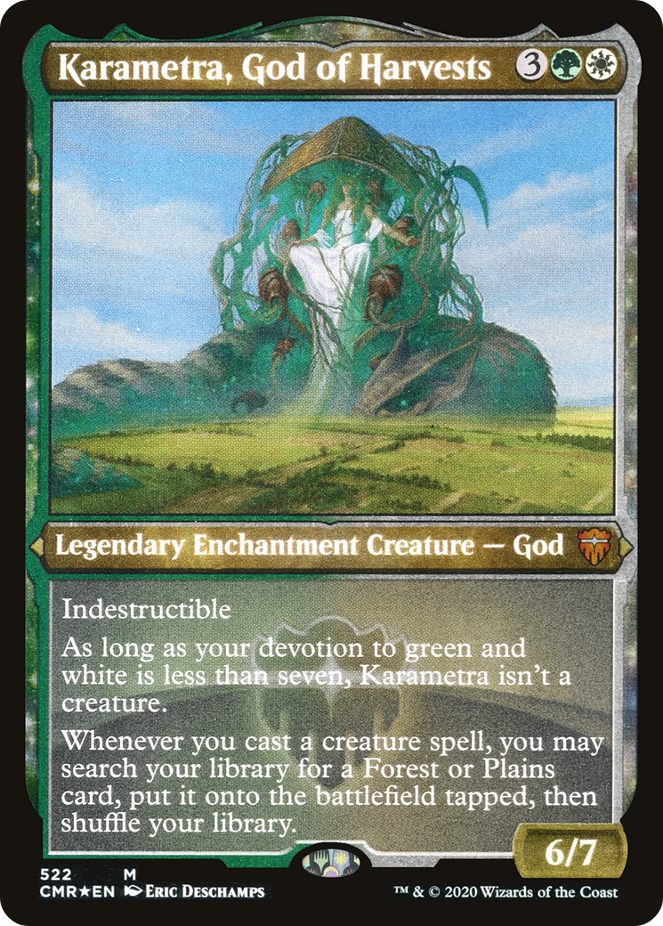 Image of Karametra, God of Harvests (Foil Etched) (CMR-522) - Commander Legends: (enchantment) Foil