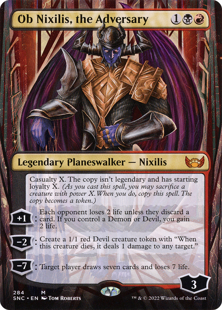 Image of Ob Nixilis, the Adversary (Borderless) (SNC-284) - Streets of New Capenna (Borderless)