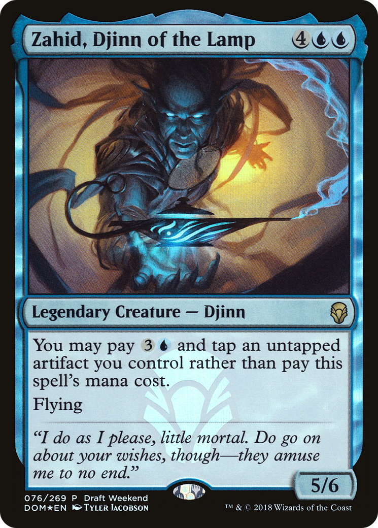 Image of Zahid, Djinn of the Lamp (Draft Weekend) (LARP-076) - Dominaria Promos Foil