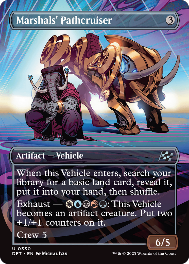 Image of Marshals' Pathcruiser (Borderless) (DFT-330) - Aetherdrift (Borderless) Foil
