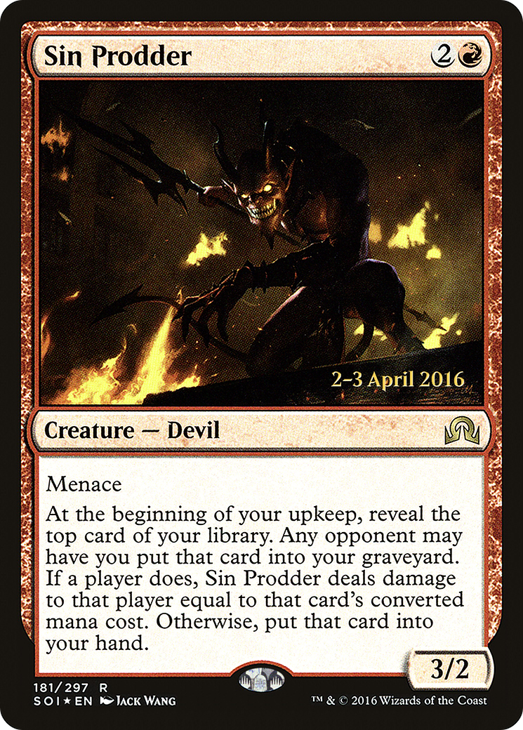 Image of Sin Prodder (PRE-181S) - Shadows over Innistrad Promos Foil