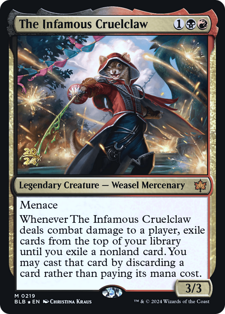 Image of The Infamous Cruelclaw (PRE-219) - Bloomburrow Promos Foil