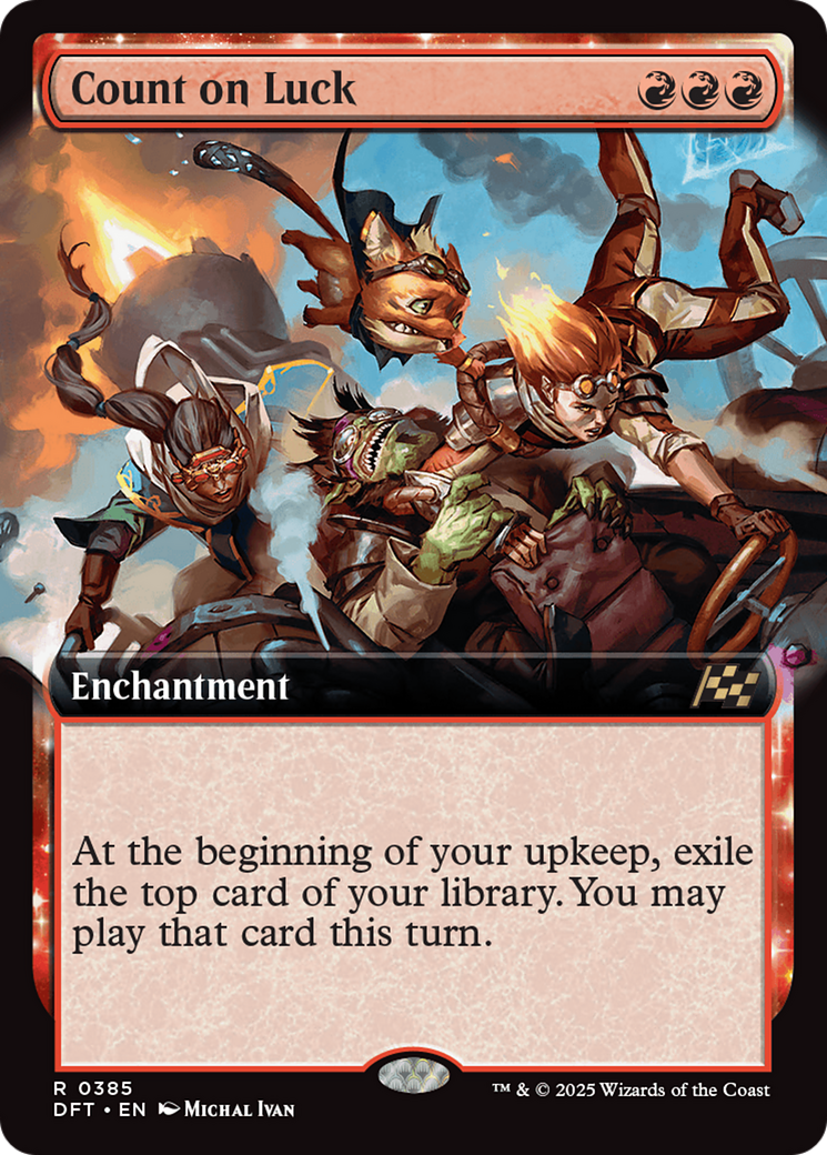 Image of Count on Luck (Extended Art) (DFT-385) - Aetherdrift: (enchantment, Extended Art) Foil