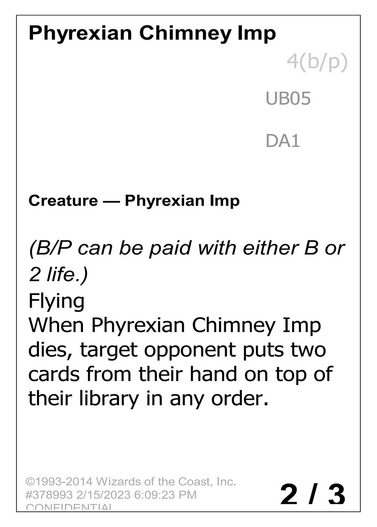 Image of Phyrexian Chimney Imp (UNK-UB05) - Unknown Event