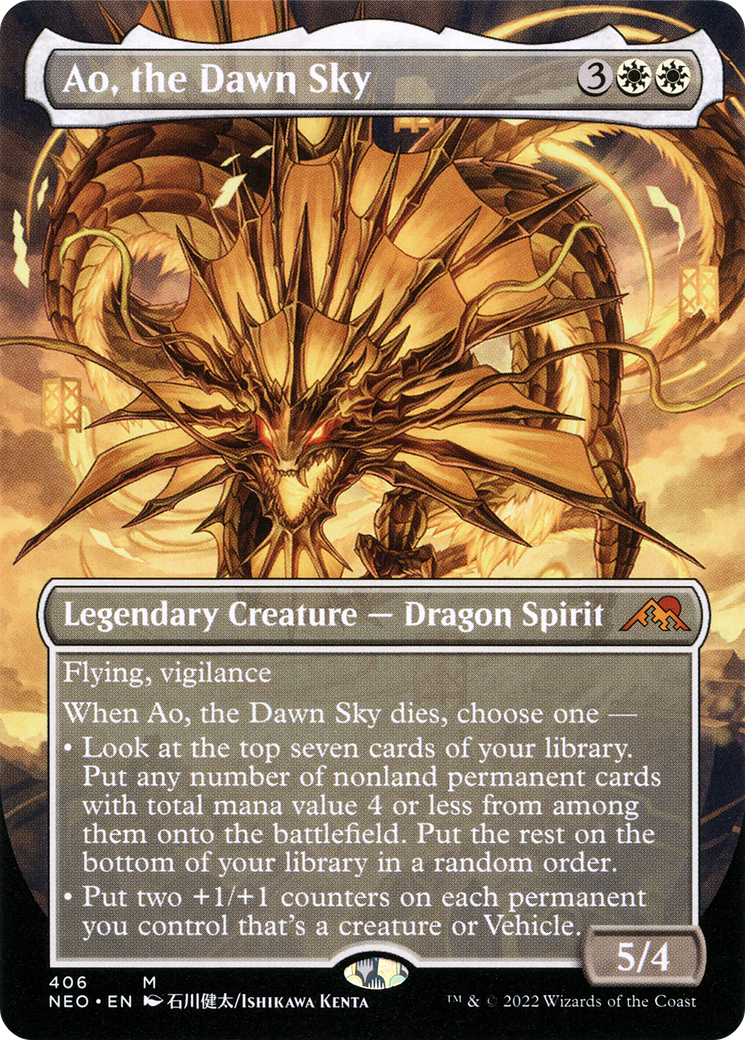 Image of Ao, the Dawn Sky (Borderless) (NEO-406) - Kamigawa: Neon Dynasty (Borderless)