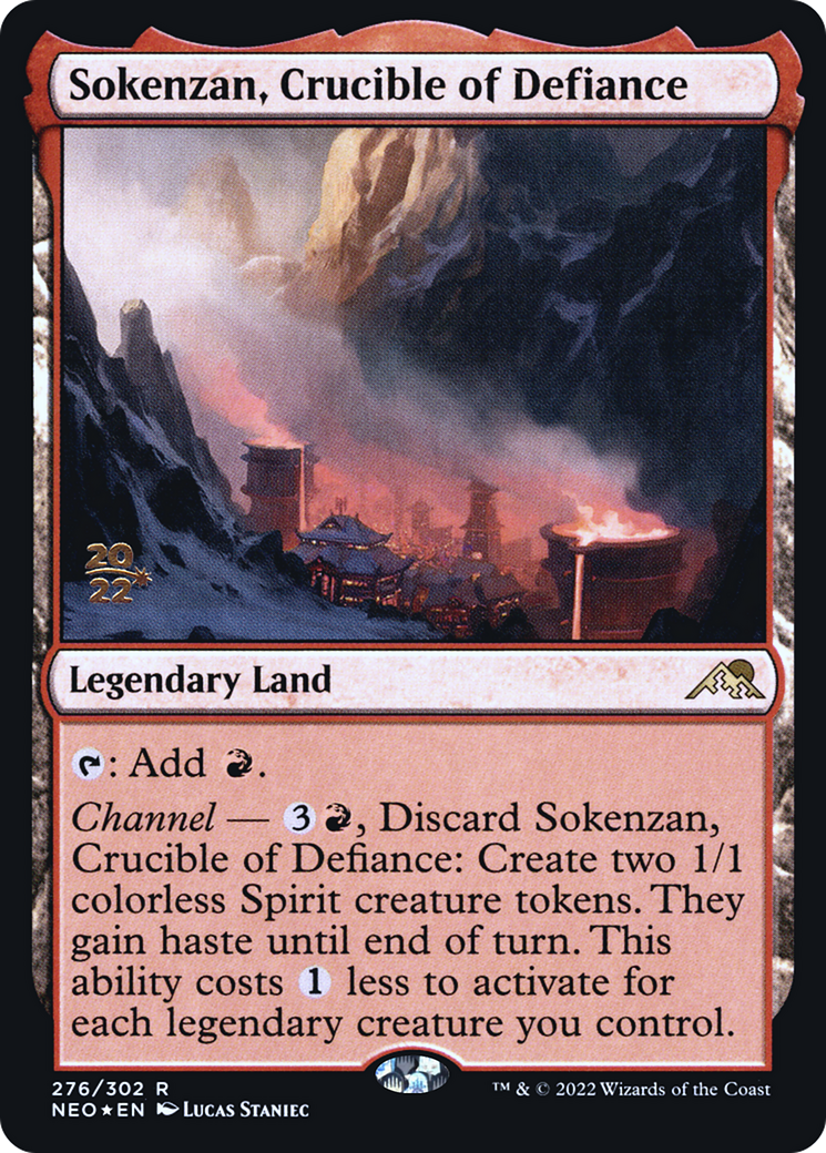 Image of Sokenzan, Crucible of Defiance (PRE-276) - Kamigawa: Neon Dynasty Promos Foil