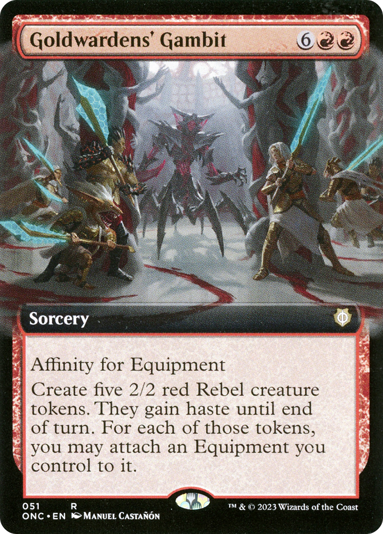 Image of Goldwardens' Gambit (Extended Art) (ONC-051) - Phyrexia: All Will Be One Commander: (Extended Art)