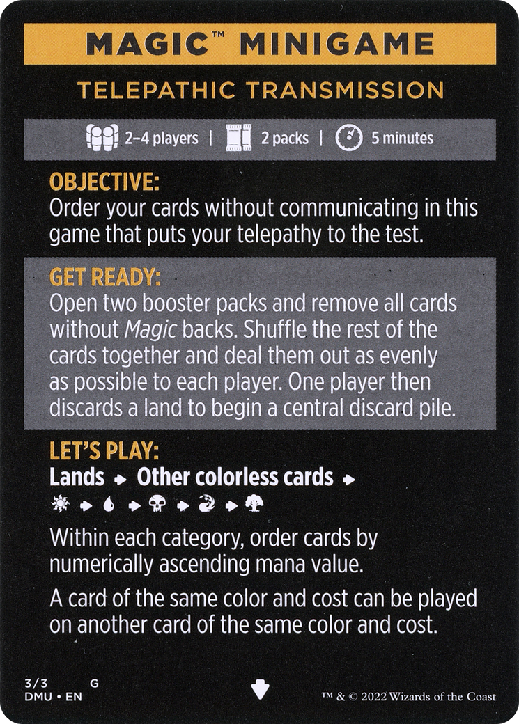 Image of Telepathic Transmission // Telepathic Transmission (cont'd) (MDMU-003) - Dominaria United Minigames