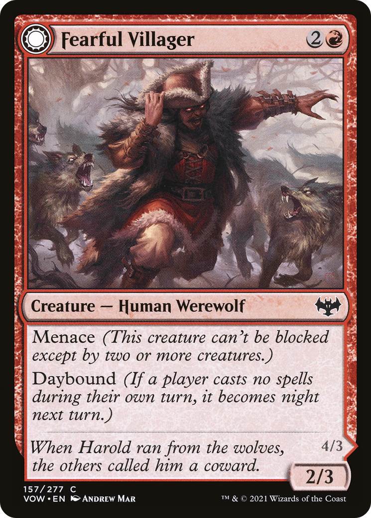 Image of Fearful Villager (VOW-157) - Innistrad: Crimson Vow: (Double Faced Transform) Foil