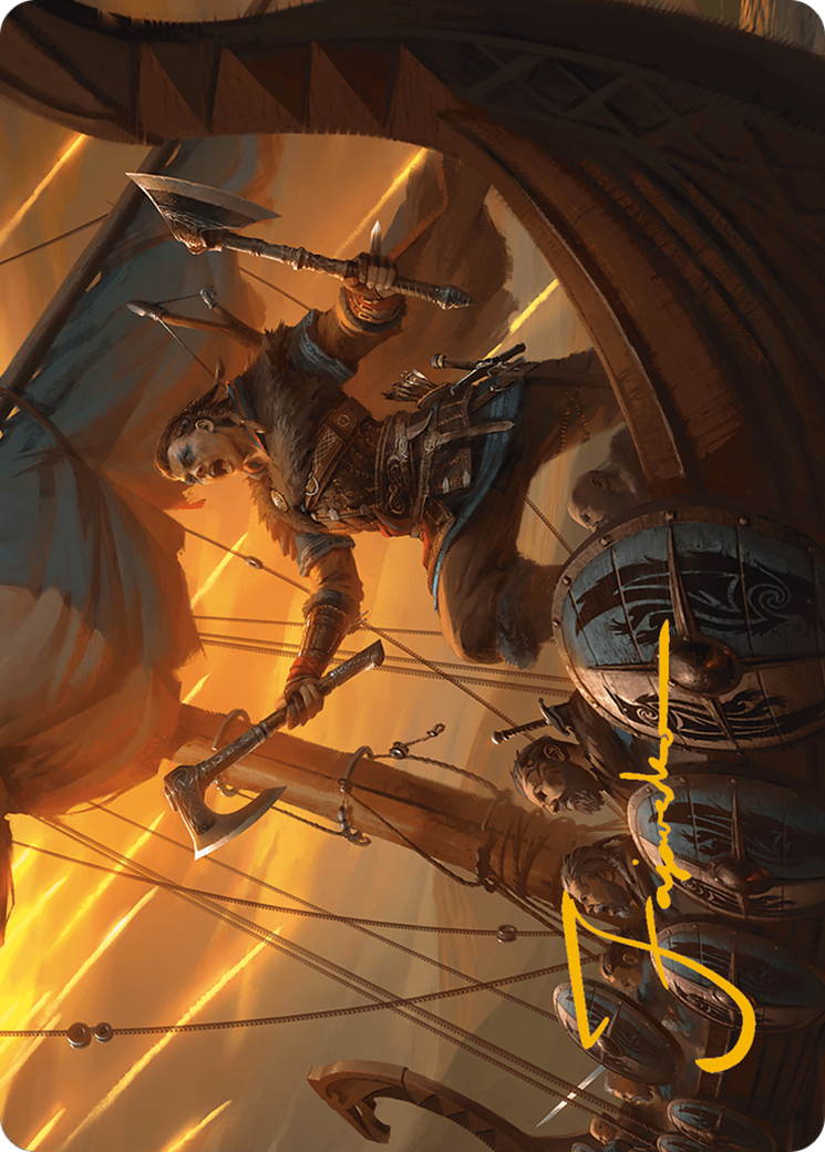 Image of Eivor, Battle-Ready Art Card (Gold-Stamped Signature) (ASACR-018) - Assassin's Creed Art Series (Borderless)