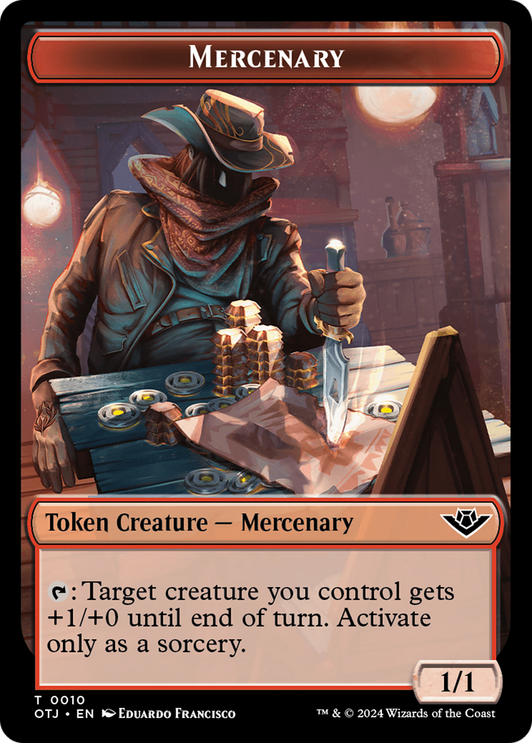 Image of Mercenary (TOTJ-010) - Outlaws of Thunder Junction Tokens Foil