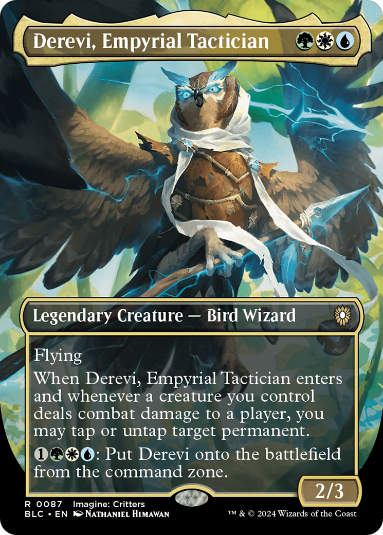 Image of Derevi, Empyrial Tactician (Borderless) (BLC-087) - Bloomburrow Commander (Borderless) Foil
