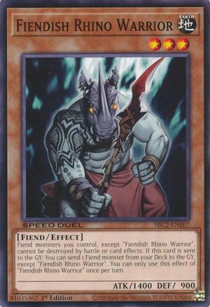 Image of Fiendish Rhino Warrior (SBC2-ENE07) - Speed Duel: Battle City Finals 1st Edition