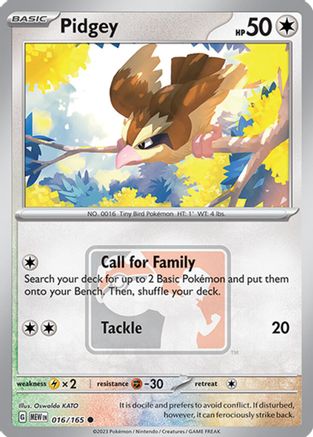 Image of Pidgey 016/165  - Reverse Holofoil League & Championship Cards - Common