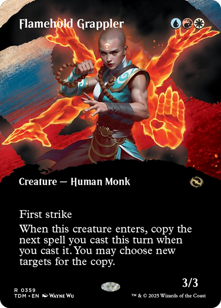 Image of Flamehold Grappler (Borderless) (TDM-359) - Tarkir: Dragonstorm: (Showcase) (Borderless)