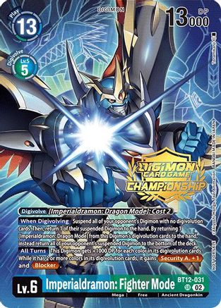 Image of Imperialdramon: Fighter Mode (Championship 2024 Gold Stamp Card Set) (BT12-031) - Across Time Foil