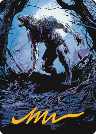 Image of Krallenhorde Howler Art Card (Gold-Stamped Signature) (AAINR-019) - Art Series: Innistrad Remastered