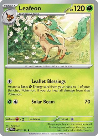 Image of Leafeon 005/131  - Reverse Holofoil SV Prismatic Evolutions - Rare
