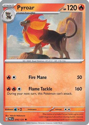 Image of Pyroar 016/131  - Reverse Holofoil SV Prismatic Evolutions - Uncommon