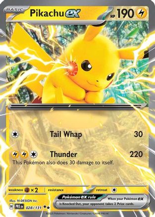 Image of Pikachu ex 028/131  - Holofoil SV Prismatic Evolutions - Double Rare