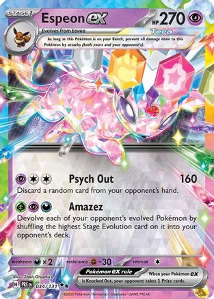 Image of Espeon ex 034/131  - Holofoil SV Prismatic Evolutions - Double Rare