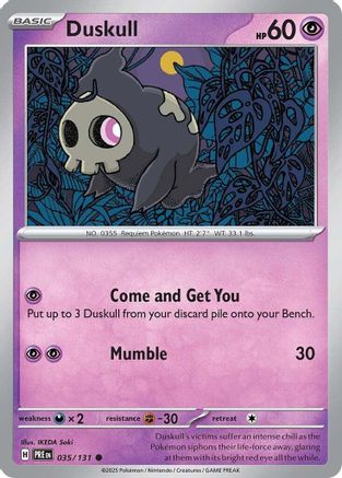 Image of Duskull 035/131  SV Prismatic Evolutions - Common
